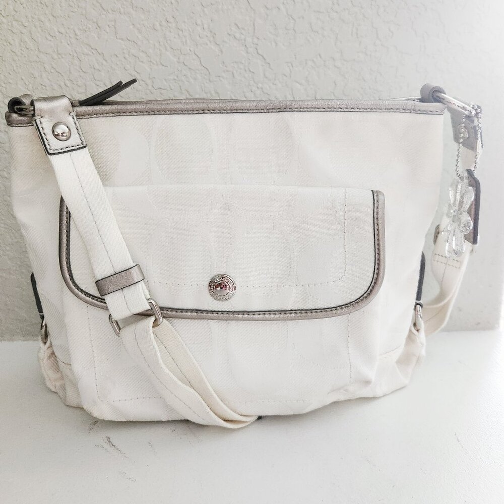 New Coach Kyra White Signature C's Crossbody Bag Purse